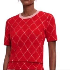 ❤️ 55. Maje Red Quilted Short Sleeve Tee